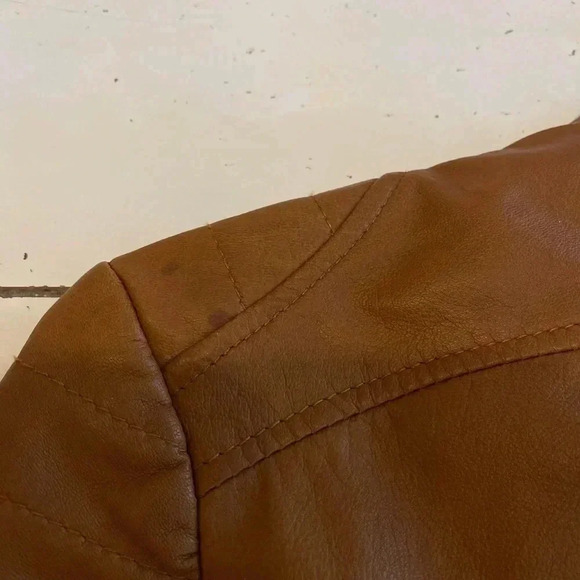 Kenna-T Tan Leather Moto Jacket Women’s Size Small Biker Jacket - Picture 12 of 16